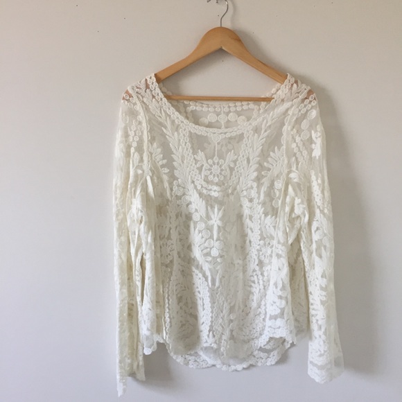 Crochet Mesh Boho Blouse - Picture 3 of 6